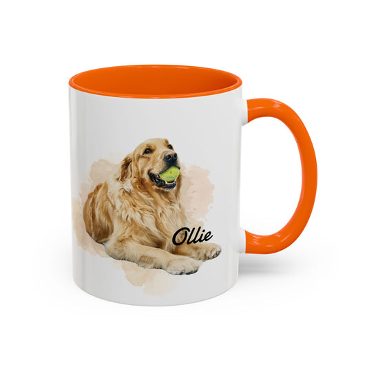 Personalized Dog/Cat/Pet Mug: Photo + Fun Message (Orange)